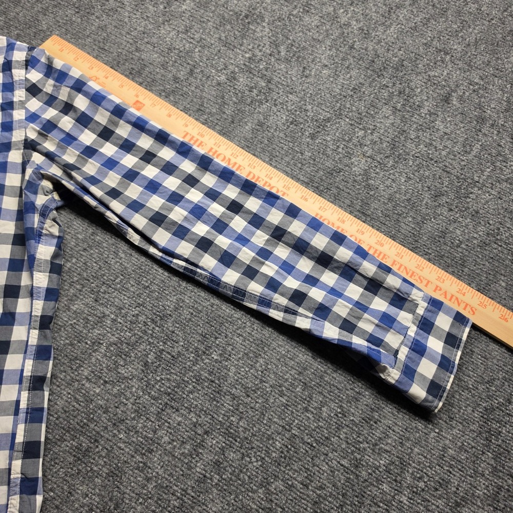 Brooks Brothers Red Fleece Mens L Plaid Check Button Down Shirt Blue White - Picture 6 of 10